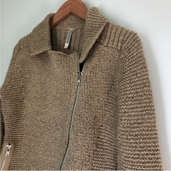 Monoreno Anthropologie Tan Knit Zipper Jacket sweater style jacket size small - Picture 2 of 12